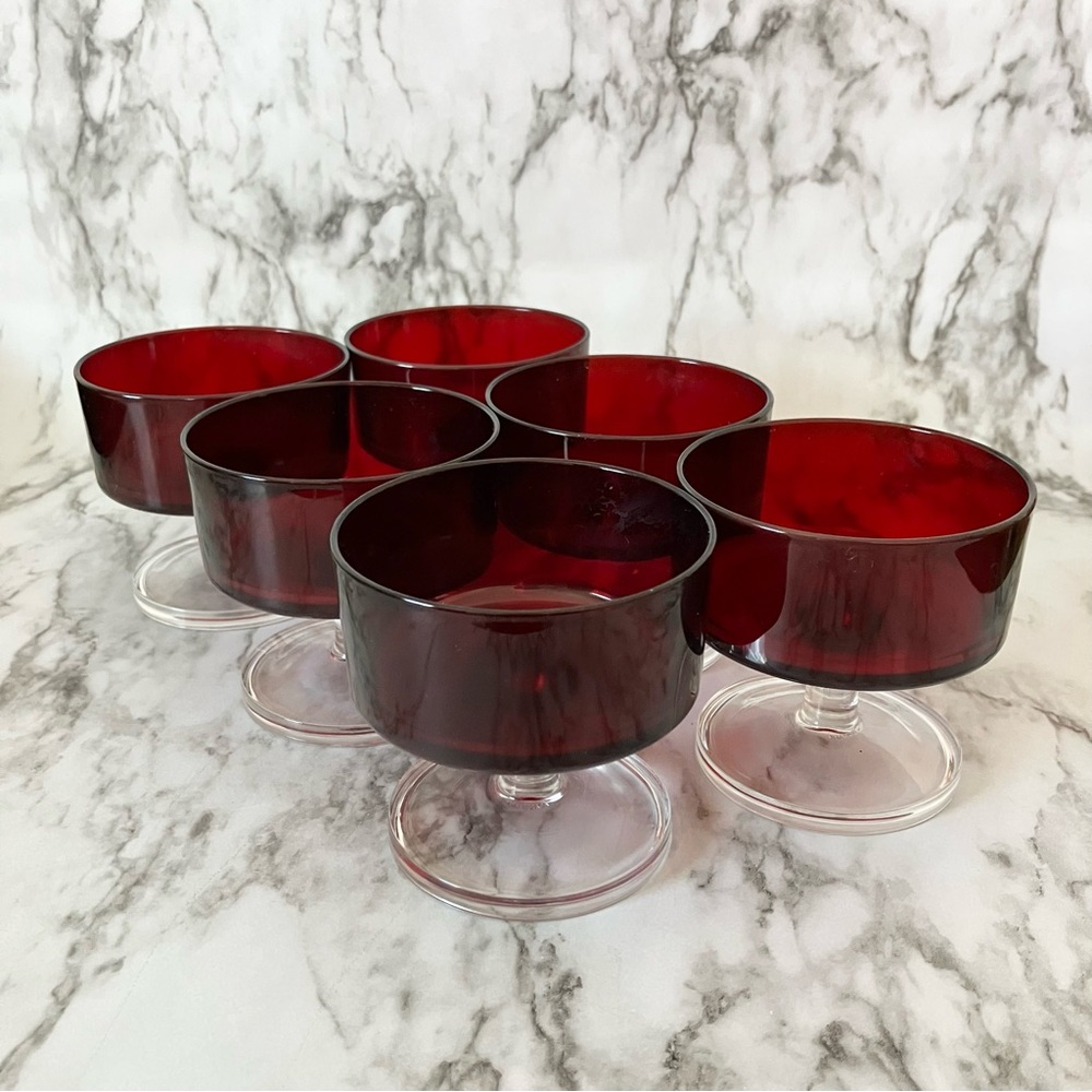 Cristal D'Arques Cavalier Ruby Red champagne/coupe/sherbet glasses ❤️